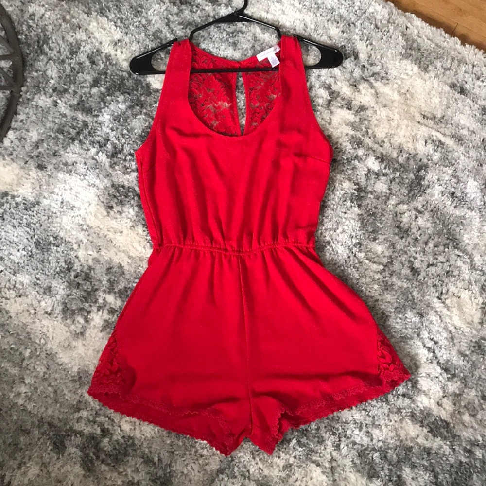 Bright red flattering romper